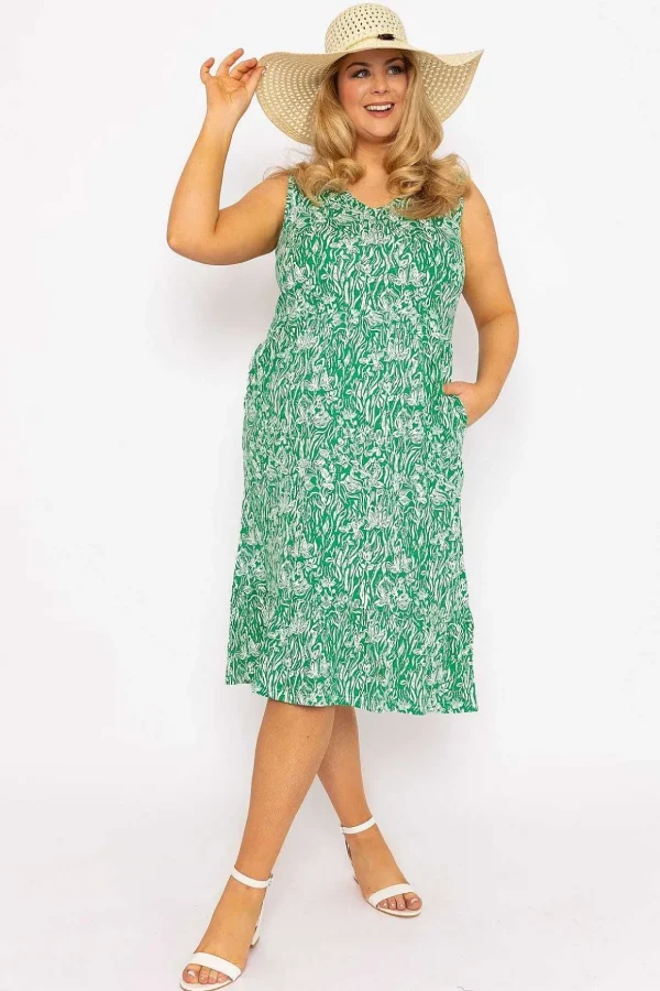 Green Printed Jersey Dress