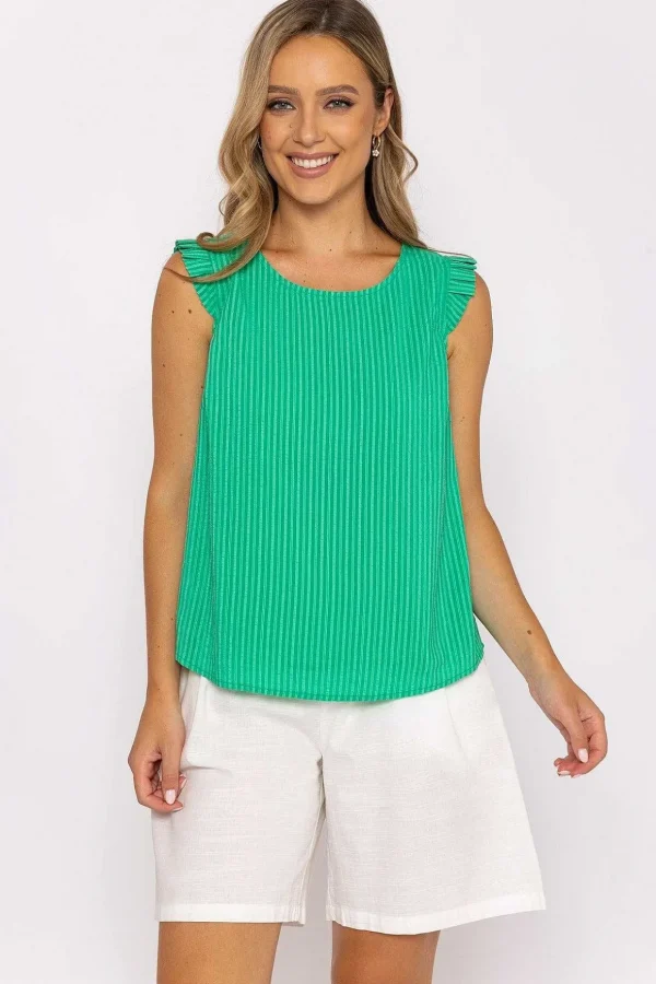 Green Ruffle Sleeveless Top