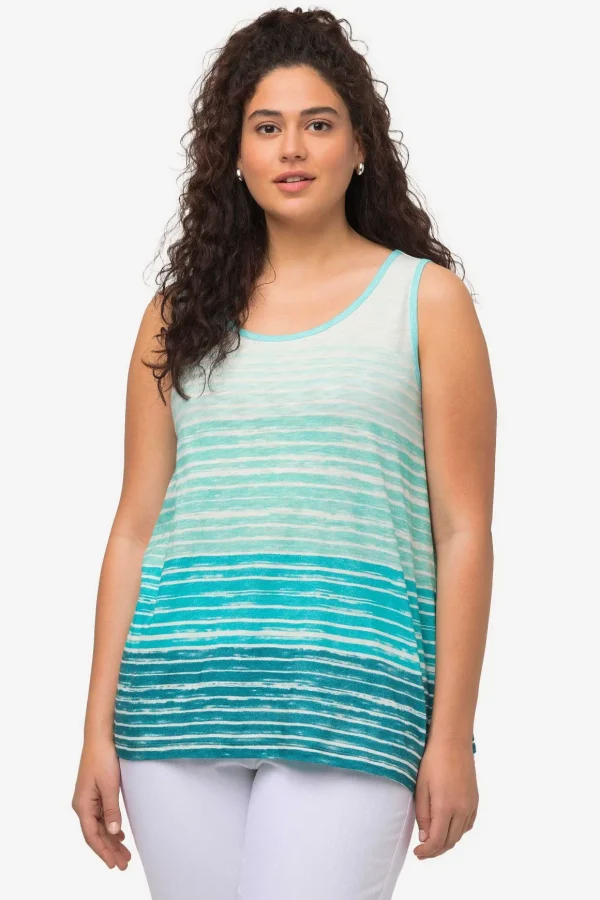 Green Tie-Dye Style Striped Vest Top