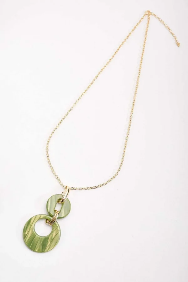 Green Tortoise Drop Link Necklace