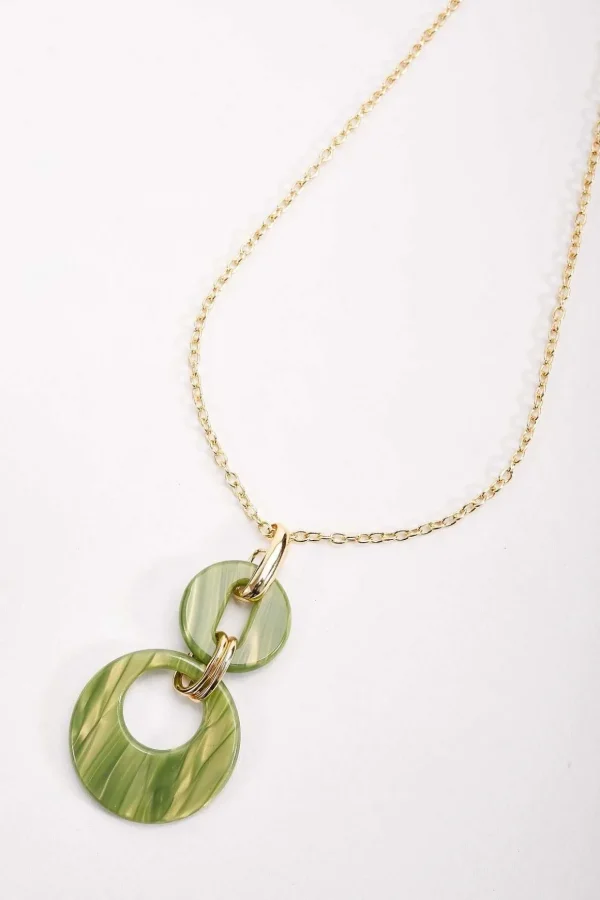 Green Tortoise Drop Link Necklace