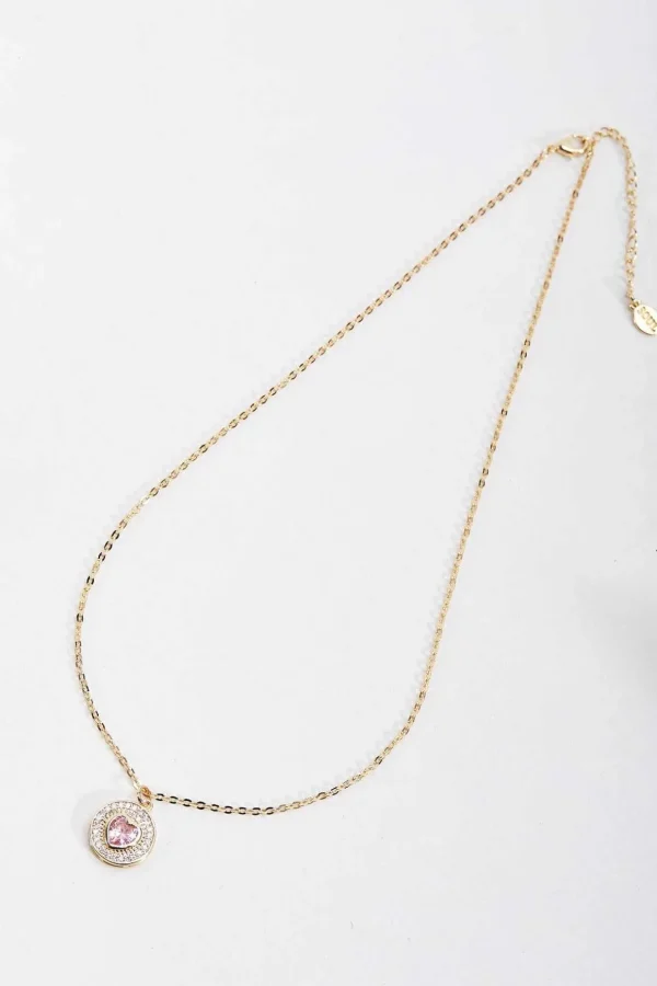 Heart Shaped Pink Diamond Necklace