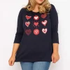 Hearts Print Top In Navy