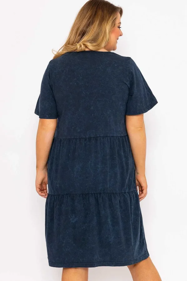 Jersey Knee Length Dress In Navy