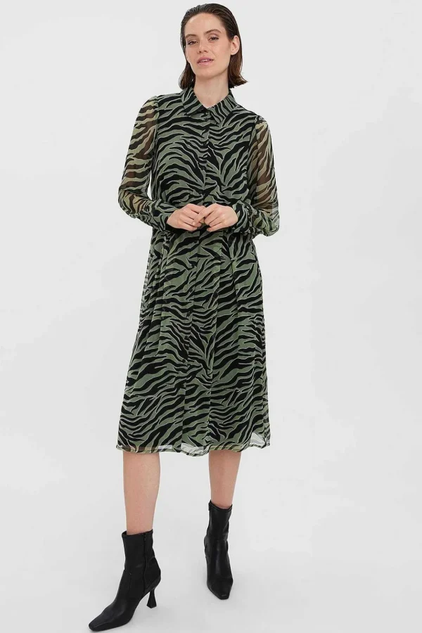 Kaya Shirt Dress In Green Print