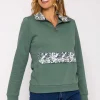 Khaki 1/4 Zip Pocket Sweatshirt