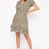 Kimberley Short Dress In Khaki Floral Print