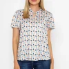 Knot Neck Top In Blue Print