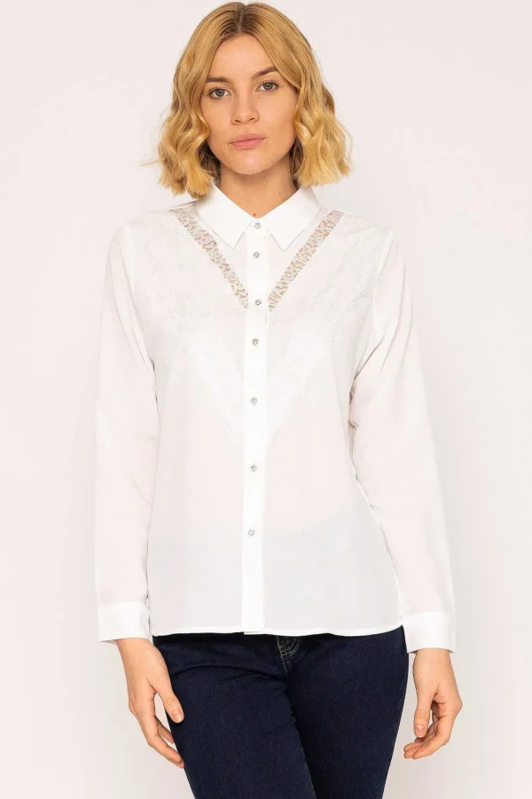 Lace Trim Blouse In Ivory