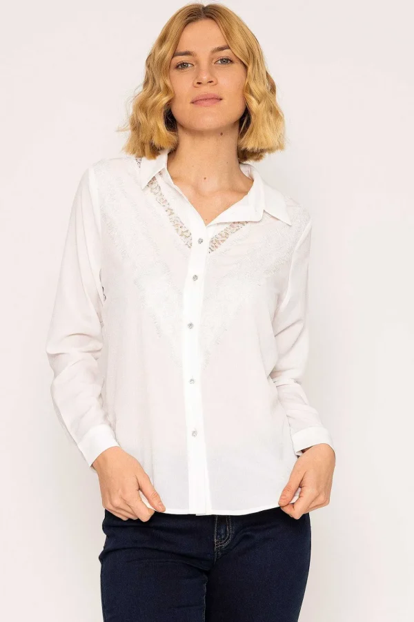 Lace Trim Blouse In Ivory
