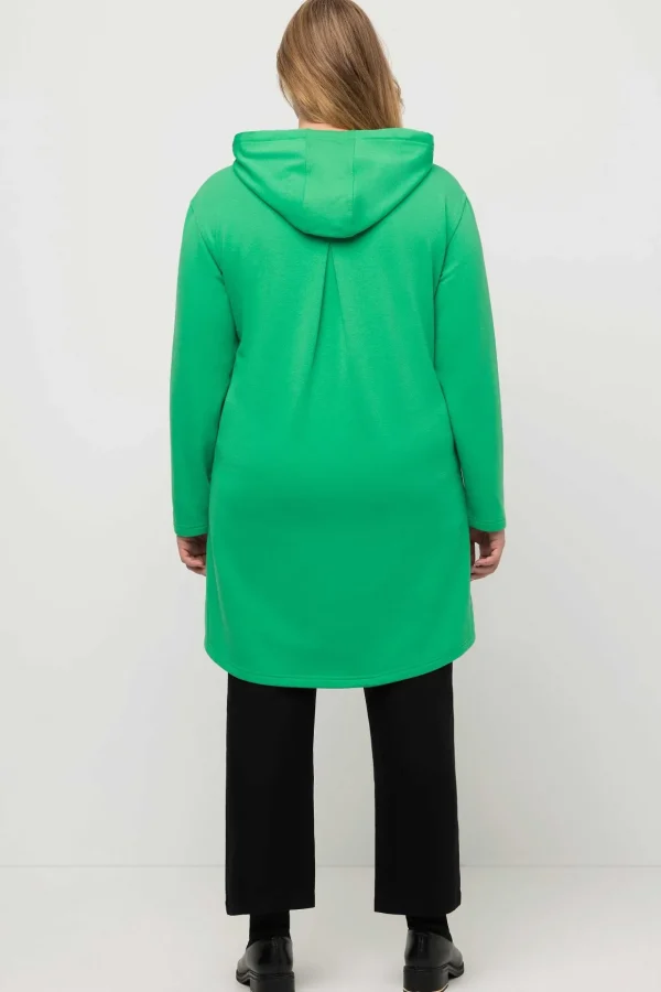 Long Hooded Half Zipper Sweatshirt In Green