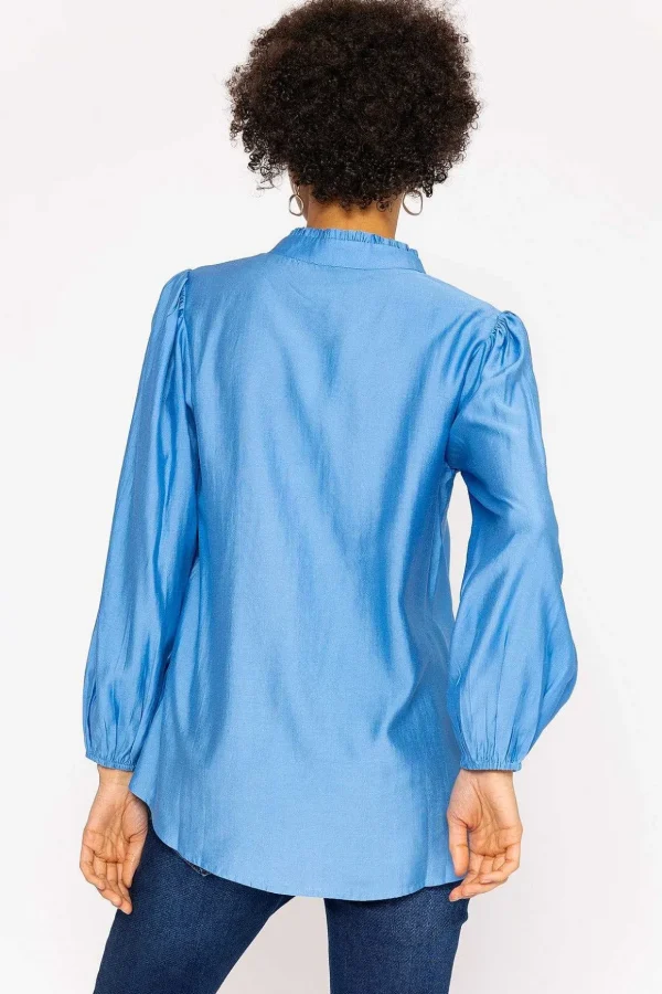 Long Sleeve Spring Blouse In Blue