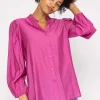 Long Sleeve Spring Blouse In Pink