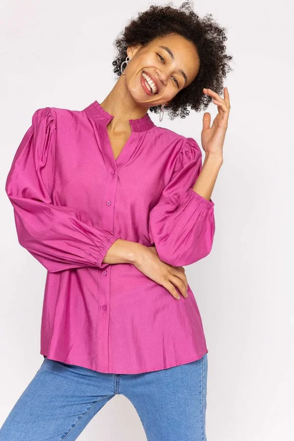 Long Sleeve Spring Blouse In Pink