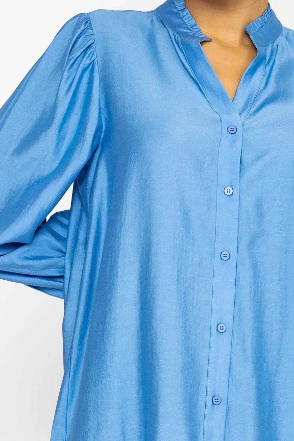 Long Sleeve Spring Blouse In Blue