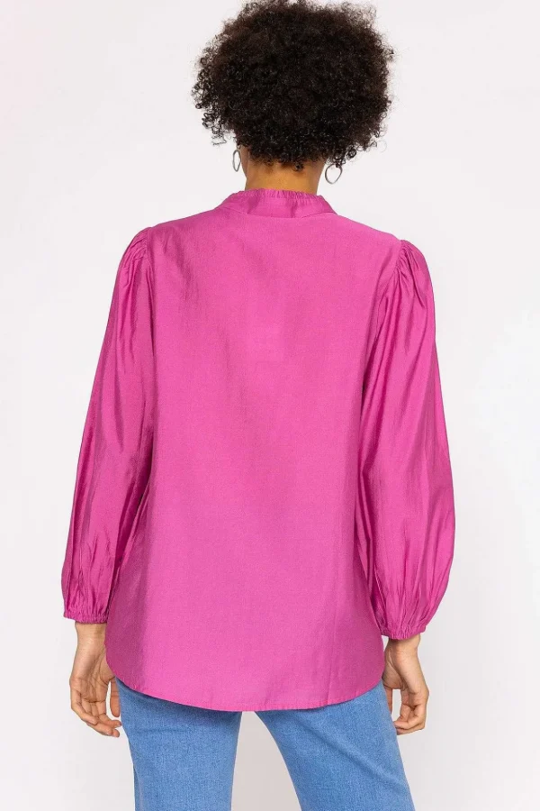 Long Sleeve Spring Blouse In Pink