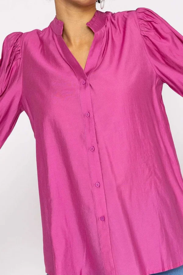 Long Sleeve Spring Blouse In Pink