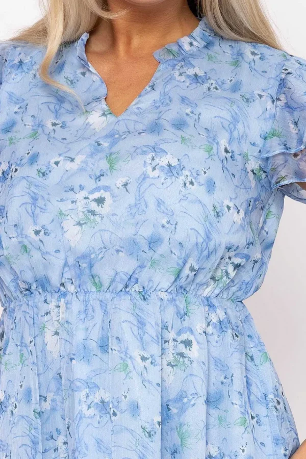 Maria Blue Printed Knee Dress