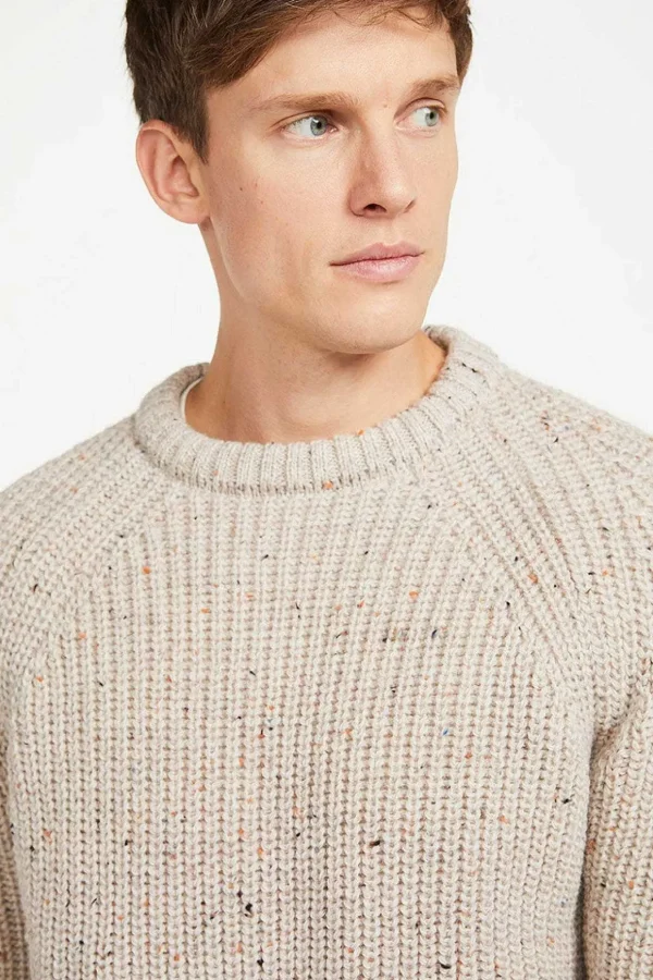 Men'S Crew Neck Raglan Sweater In Beige