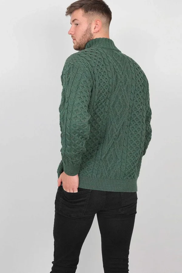 Mens Diamond Knit Troyer In Connemara Green