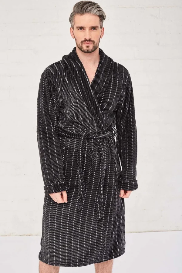 Mens Luxury Dressing Gown In Charcoal