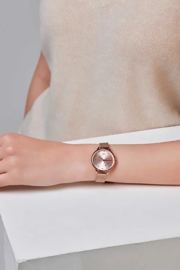 Milena Rose Gold Mesh Band Watch