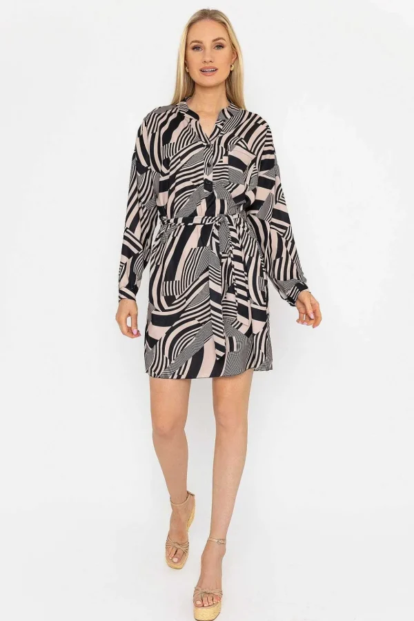 Mono Collarless Shirt Dress