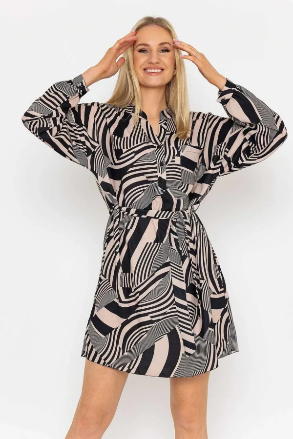 Mono Collarless Shirt Dress