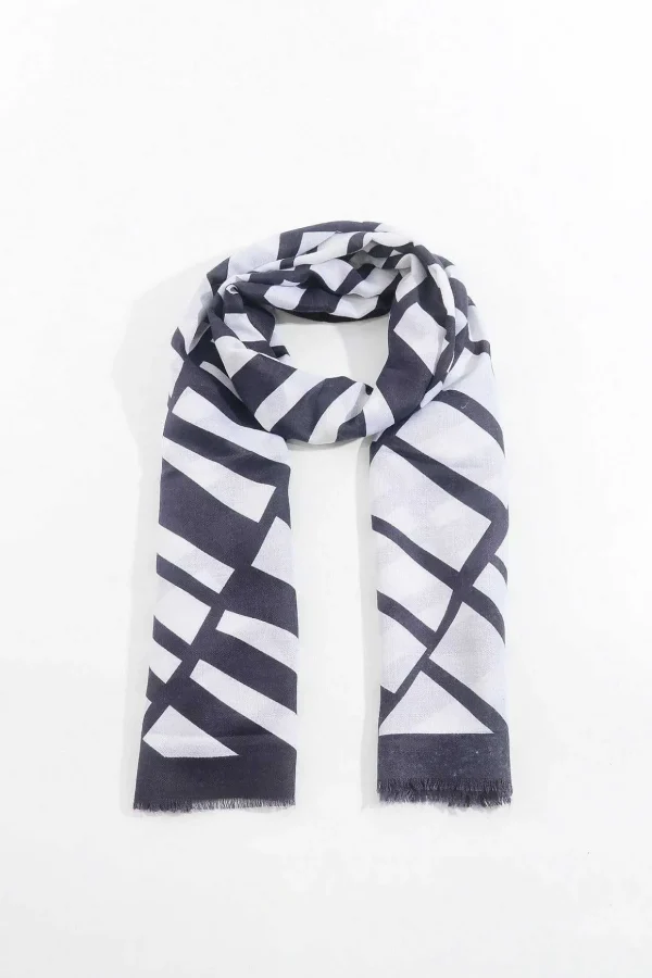 Mono Print Scarf In Black