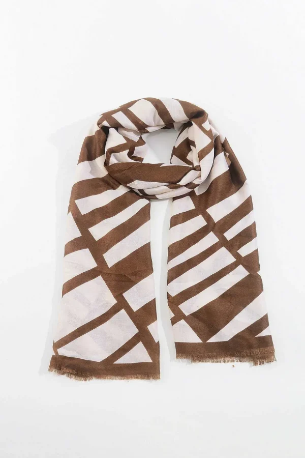 Mono Print Scarf In Brown