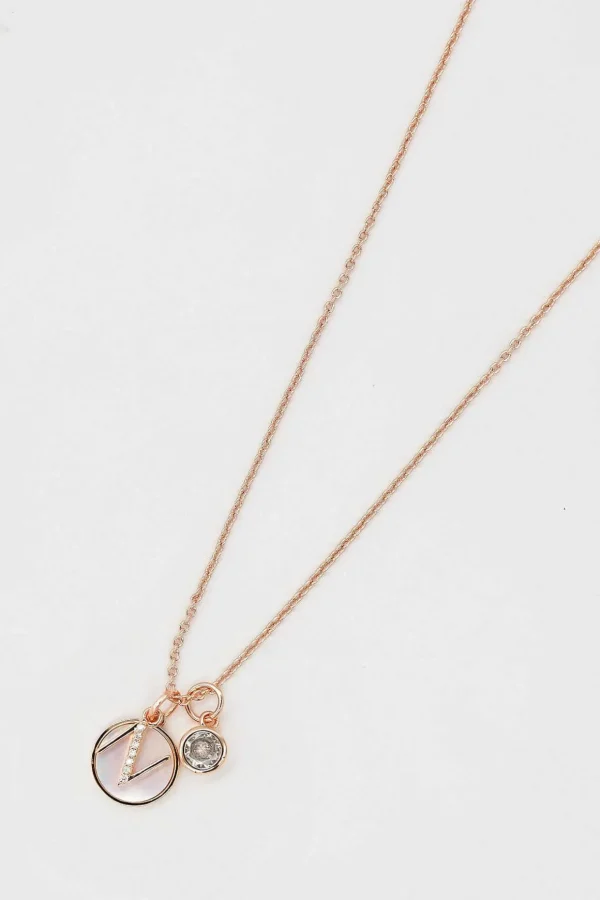 N Initial Necklace In Rose Gold