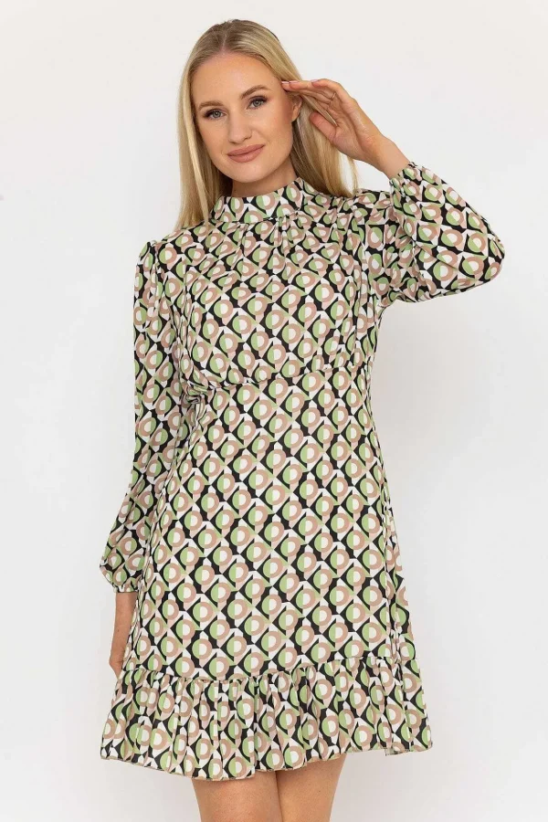 Nadia Mini Dress In Khaki Print