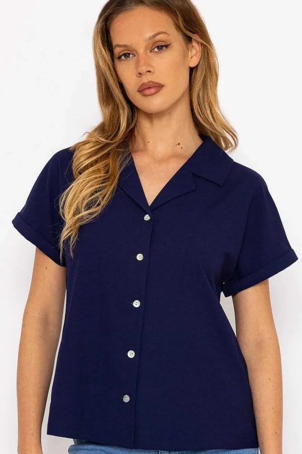 Navy Camp Collar Shirt