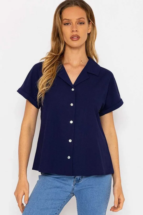 Navy Camp Collar Shirt