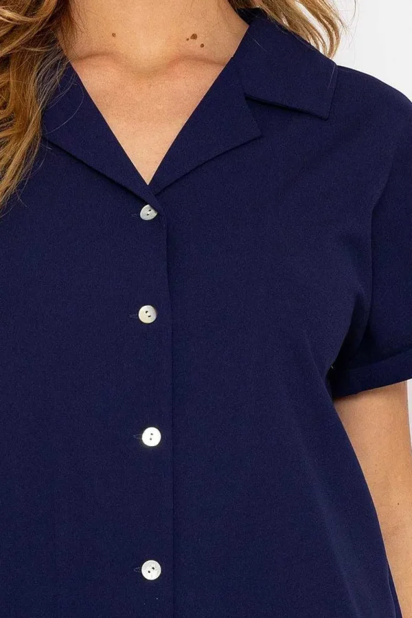 Navy Camp Collar Shirt