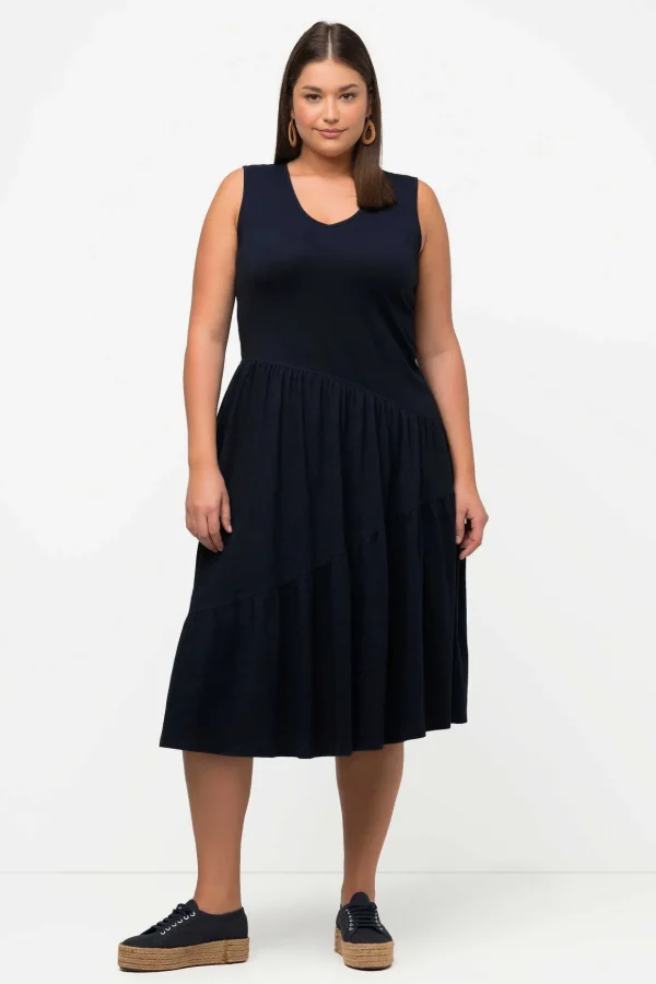 Navy Sleeveless Midi Dress