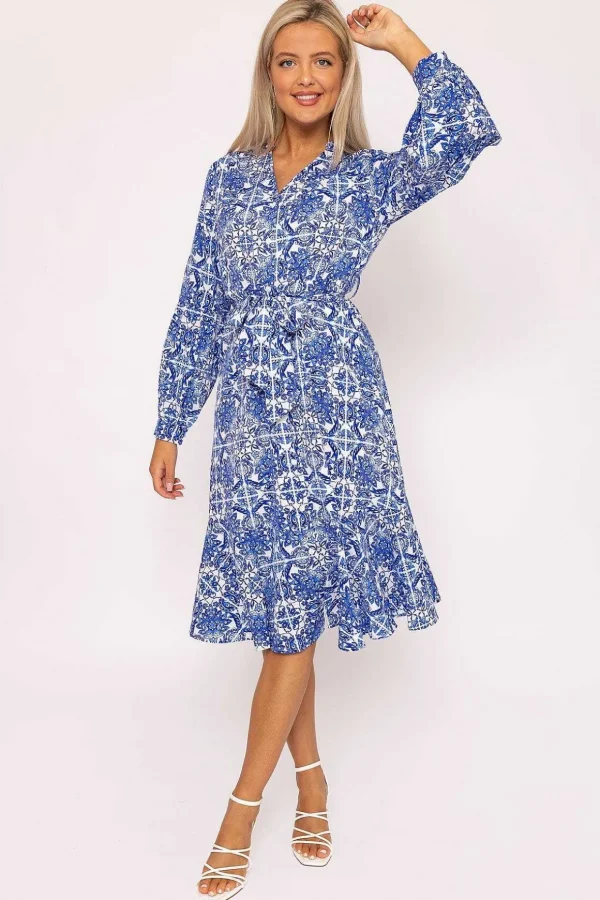 Norah Blue Printed Midi Dress