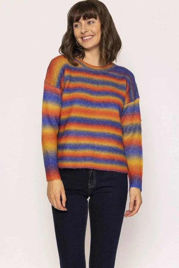 Ombre Crew Neck Knit In Blue And Orange