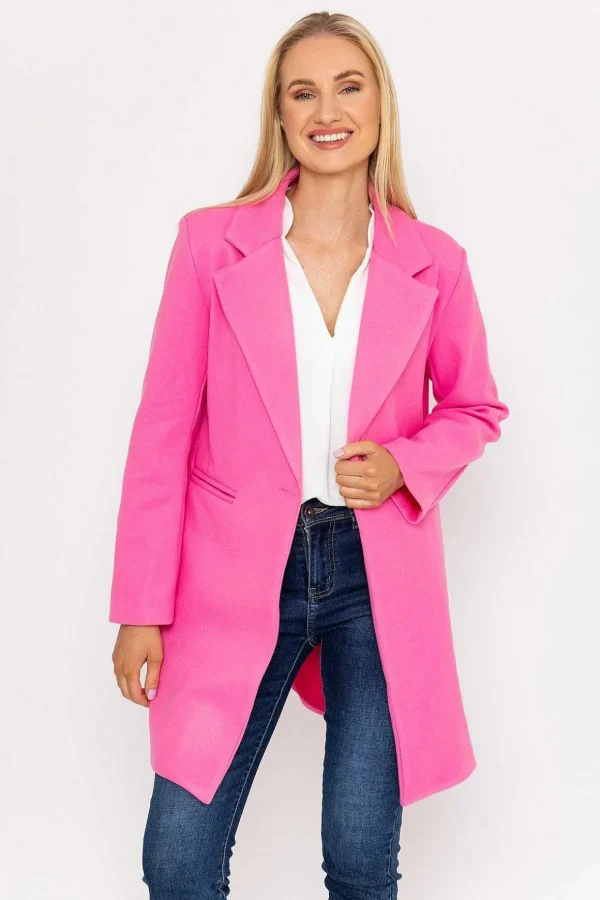 One Button Coat In Pink