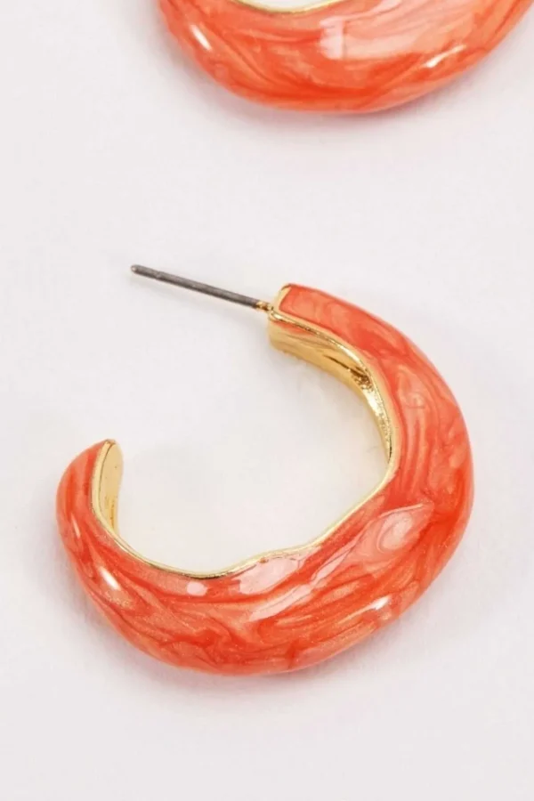 Orange Wave Hoop Earrings