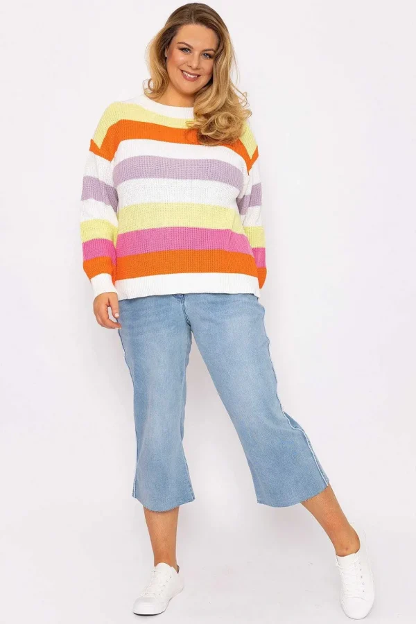 Oversized Striped Knit Sweater In Multi