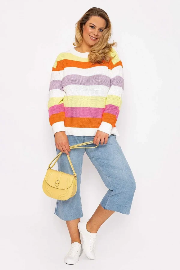 Oversized Striped Knit Sweater In Multi