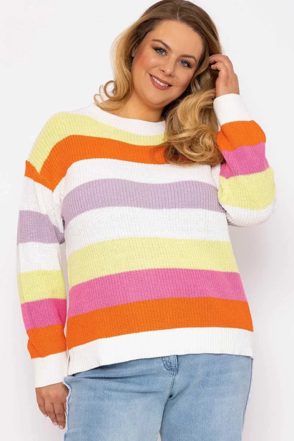 Oversized Striped Knit Sweater In Multi