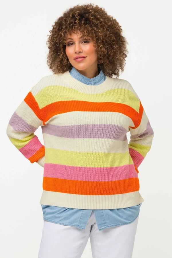 Oversized Striped Knit Sweater In Multi