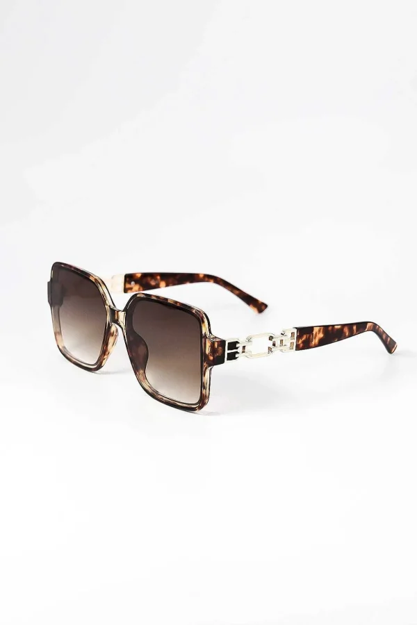 Oversized Tortoise Shell Sunglasses With Gold Detail