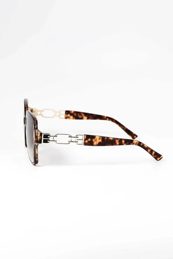 Oversized Tortoise Shell Sunglasses With Gold Detail