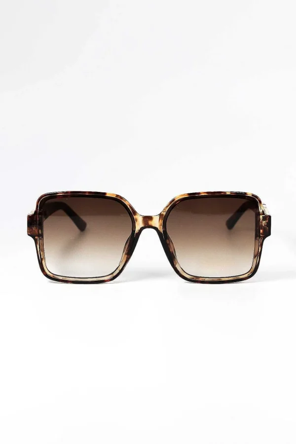 Oversized Tortoise Shell Sunglasses With Gold Detail