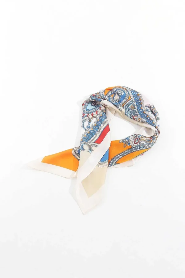 Paisley Neckerchief Scarf In Orange