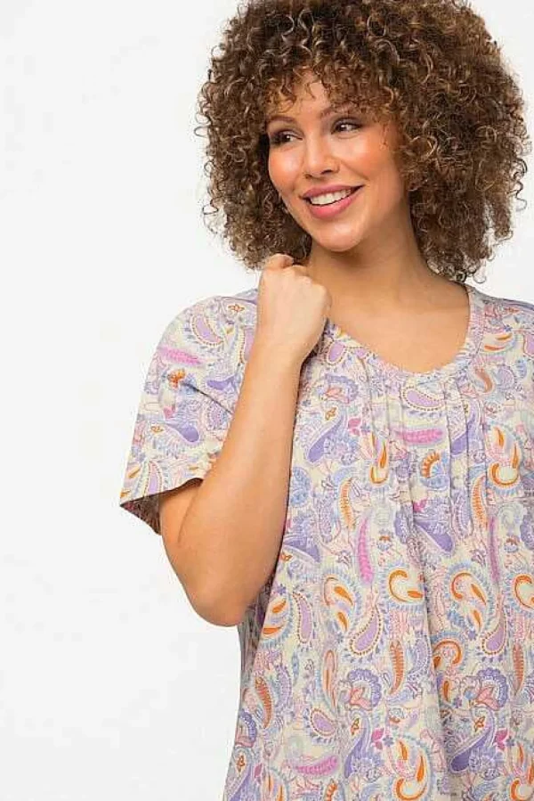 Pastel Paisley Print Top In Multi