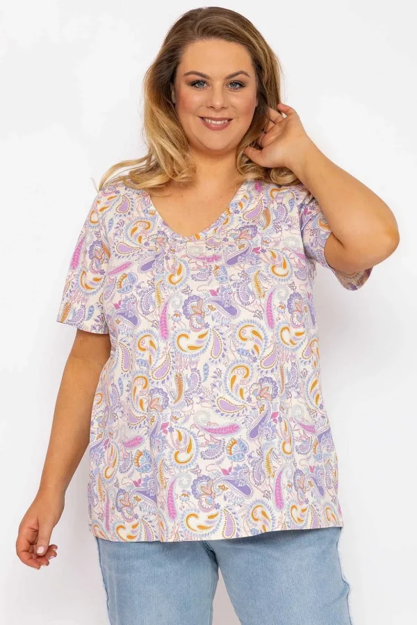 Pastel Paisley Print Top In Multi